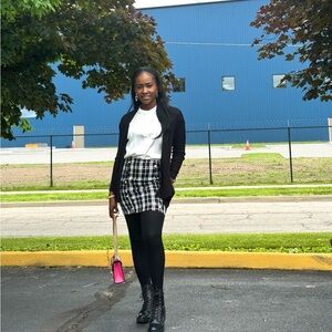 Black and White Plaid Skirt
